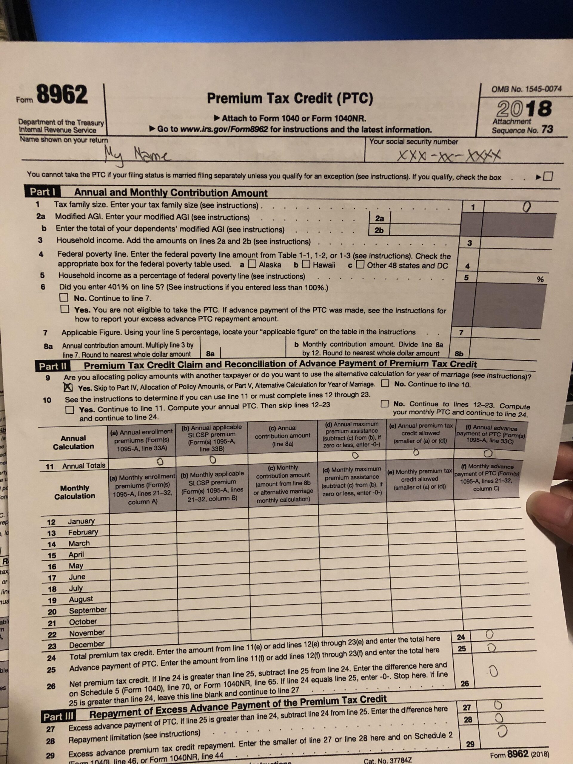 IRS Sent Me A 14950 Form Premium Tax Credit Verification Not 