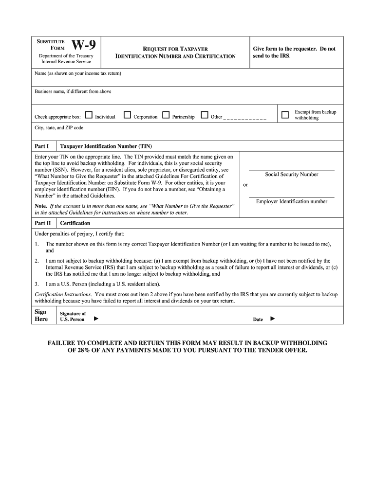 Blank W9 Form 2023 Printable Copy