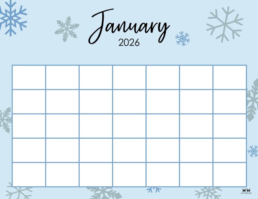 Blank Jan 2026 Calendar Printable