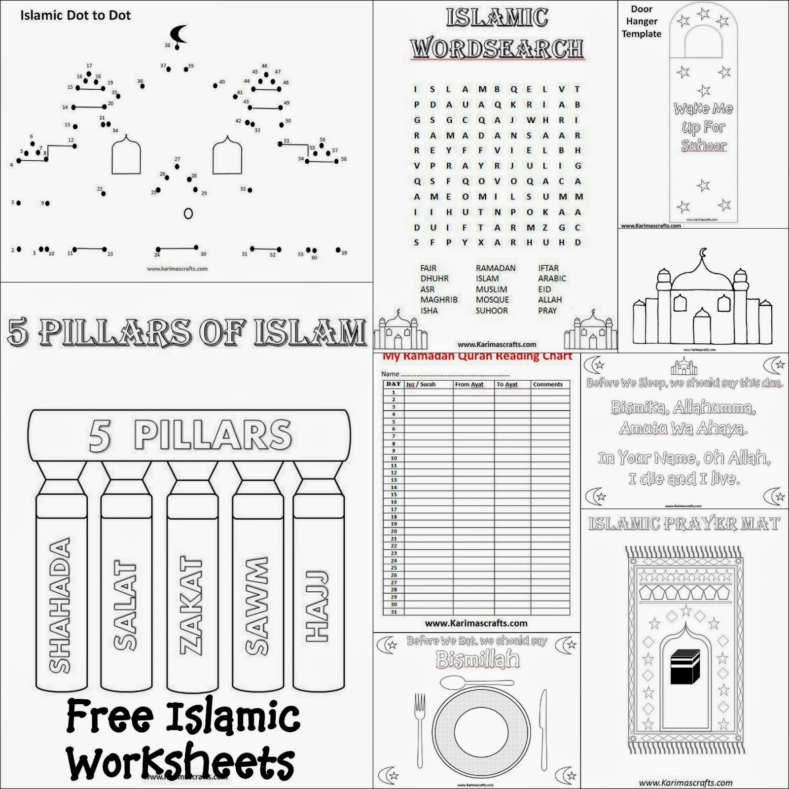 Karima s Crafts Islamic Placemat And Worksheets 30 Days Of 