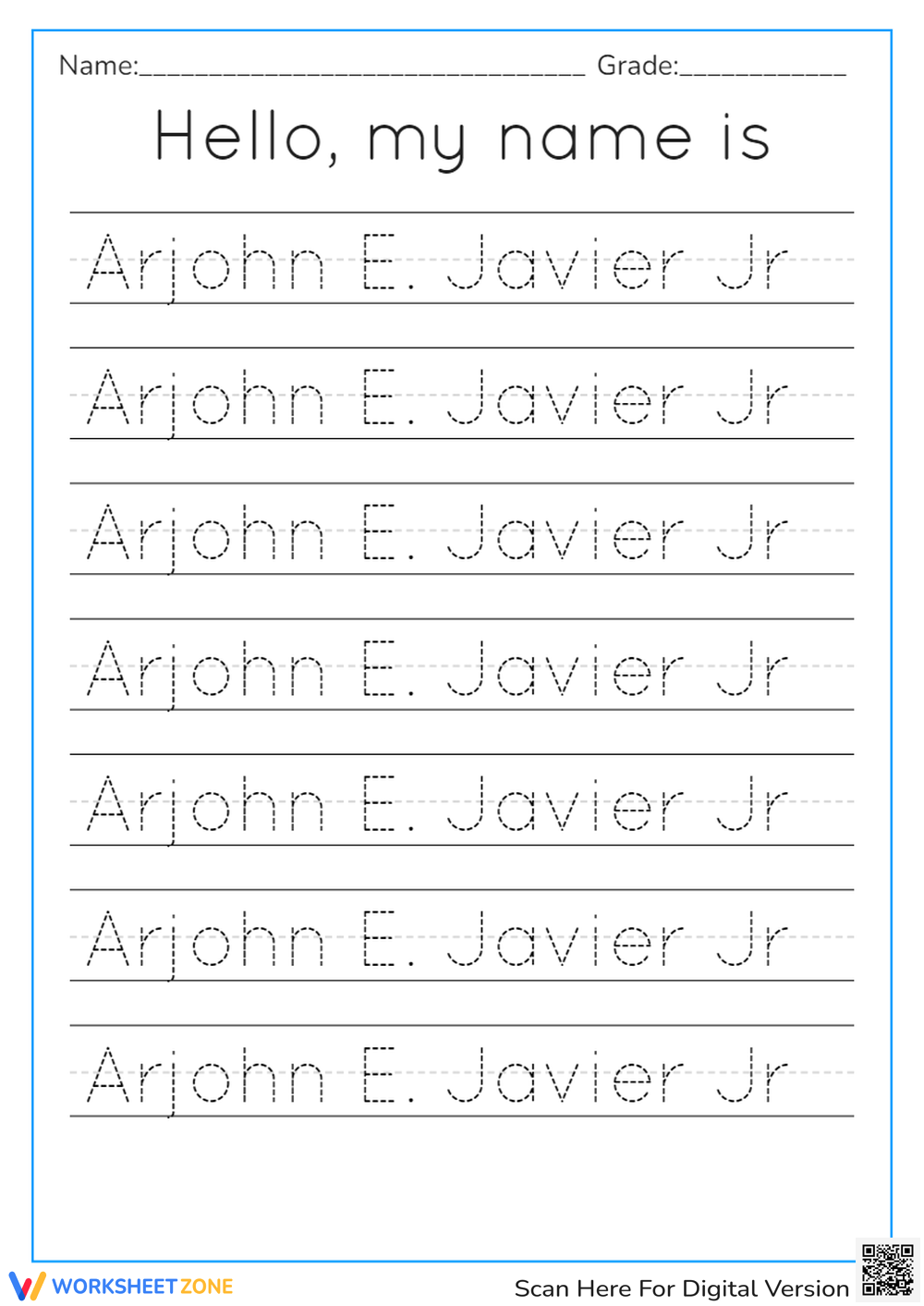 Free Printable Tracing Names Worksheets