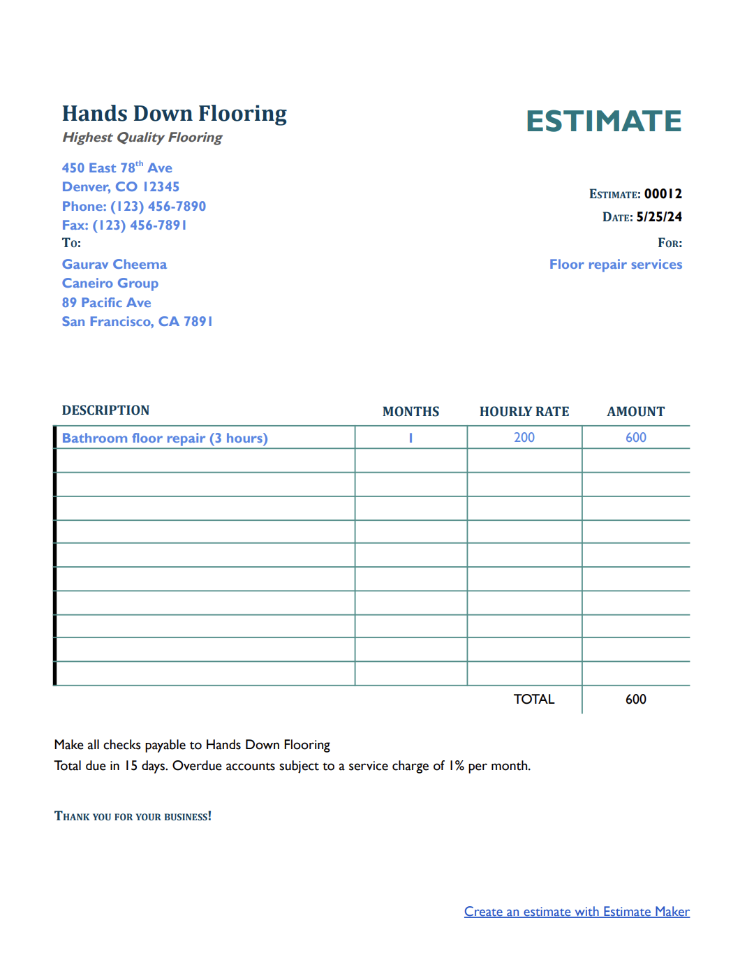 Landscaping Estimate Templates
