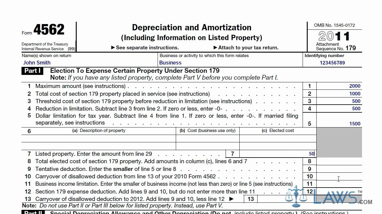 Irs Form 4562 Depreciation Worksheet