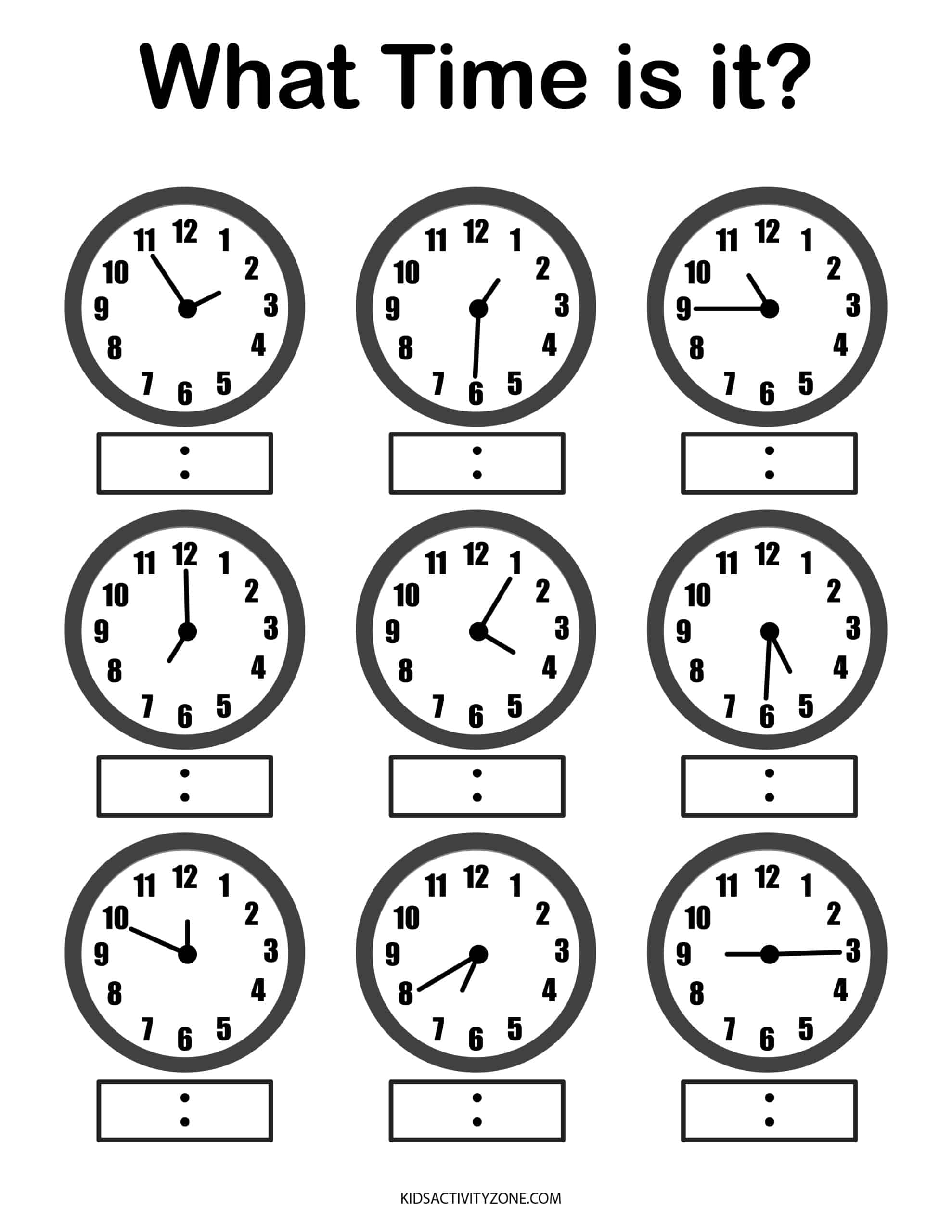 Time Worksheets For Kids Printable