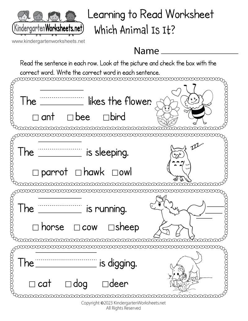 Printable Worksheets For Kindergarten Pdf