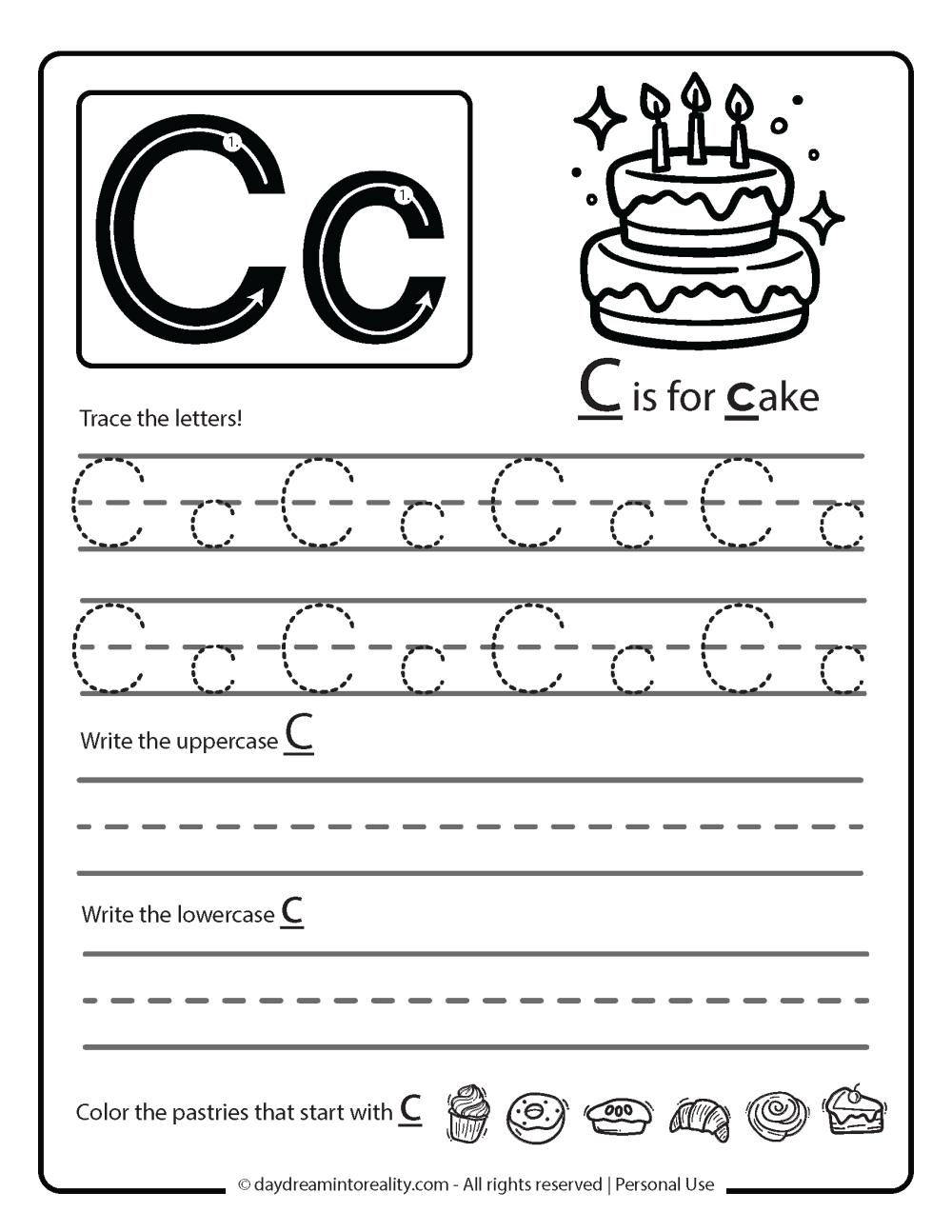 Free Printable Letter C Tracing Worksheets