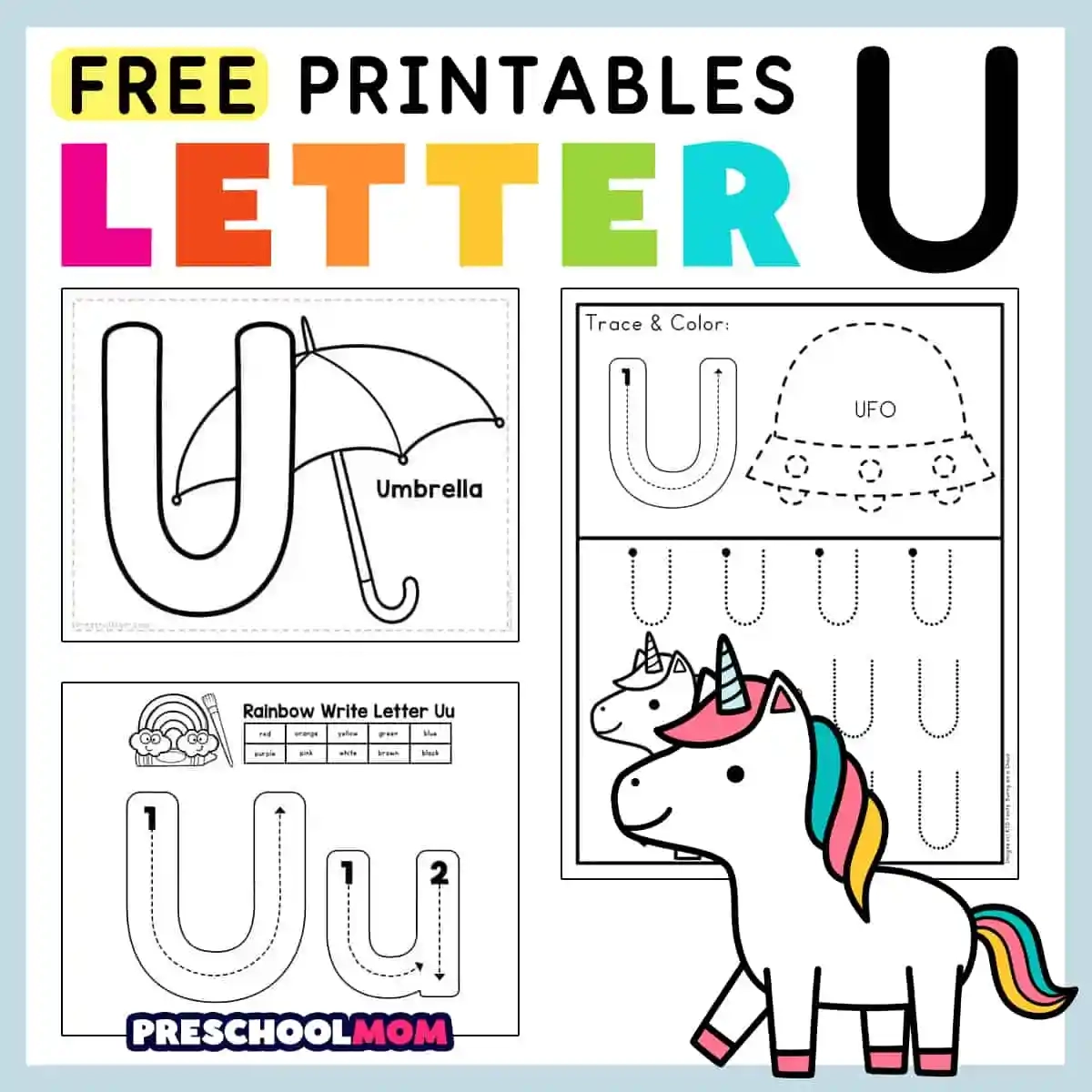 Printable Letter U Worksheets