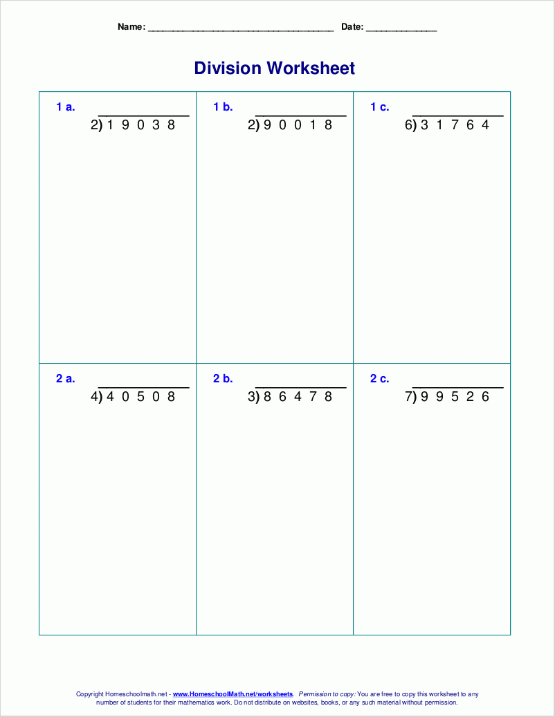 Long Division Printable Worksheets 4th Grade