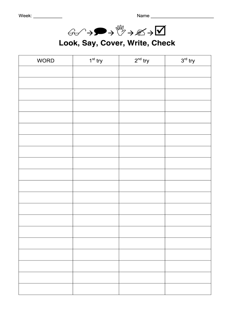Look Say Cover Write Check Form Fill Online Printable Fillable 