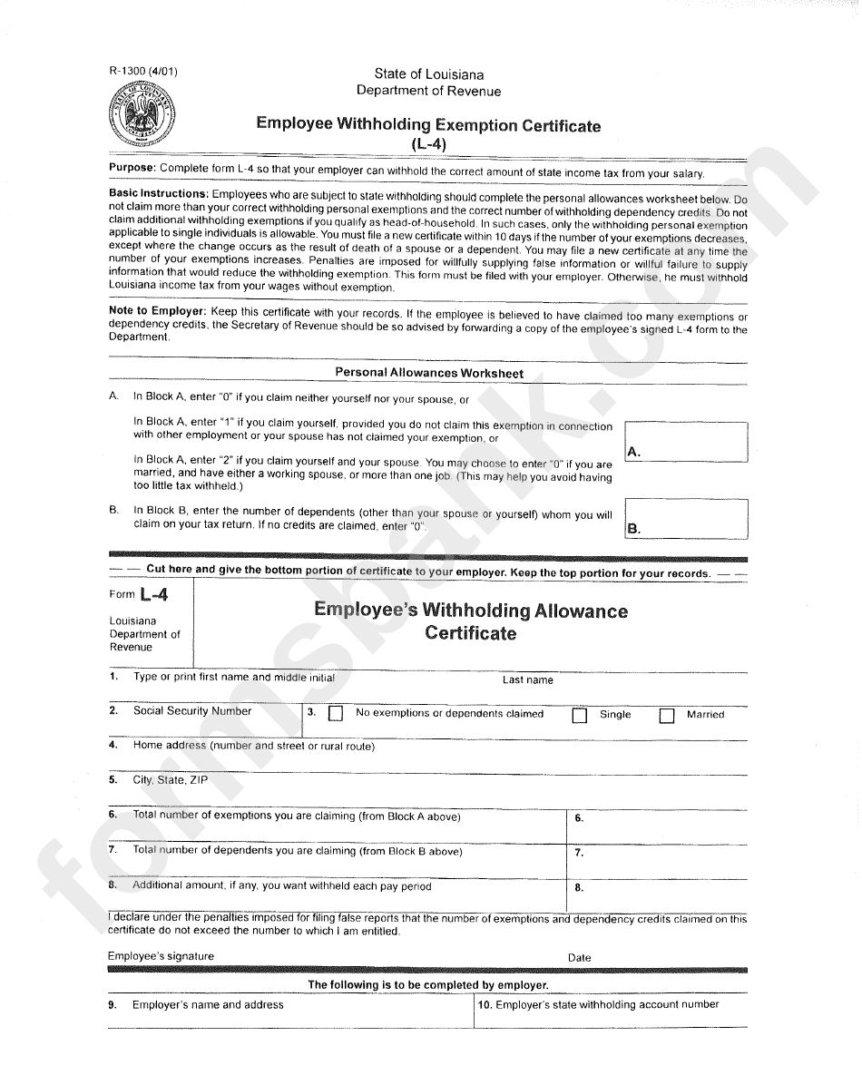 Louisiana State Withholding Form Printable