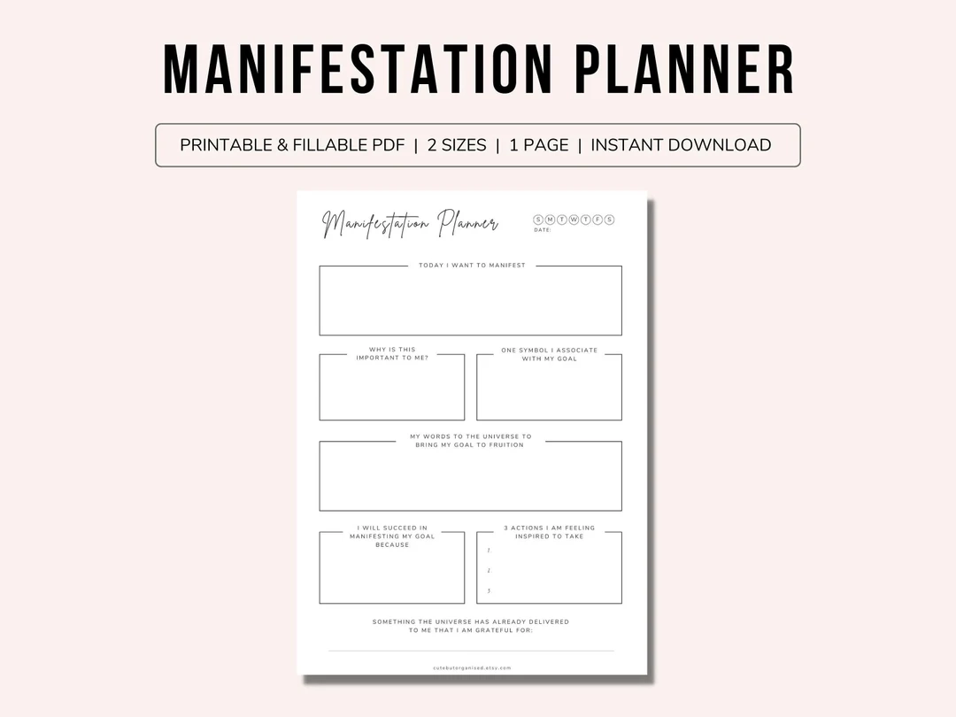 Manifestation Planner Printable Manifestation Planner Editable 