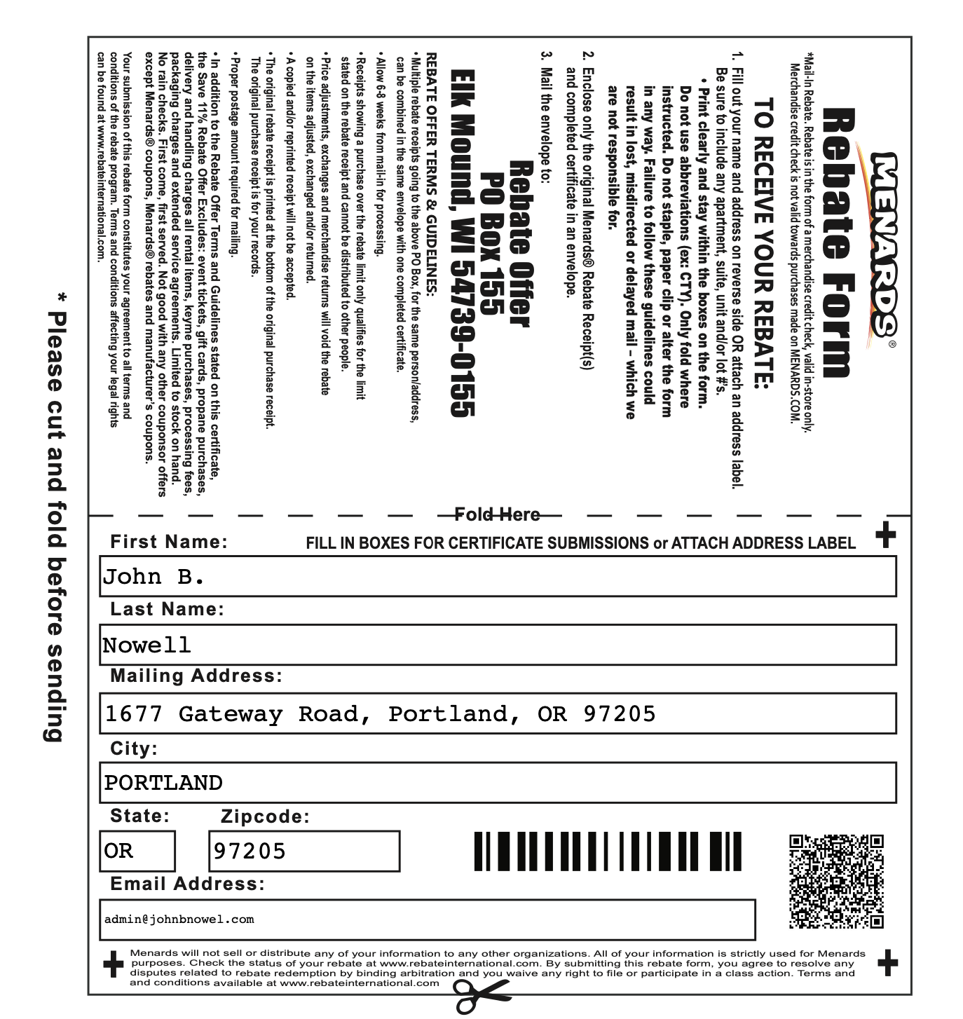 Menards Rebate Center Forms Printable