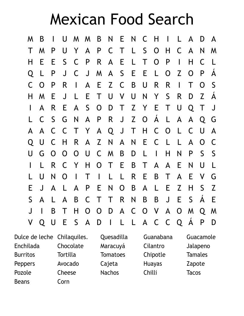 Mexican Cheese Crossword Puzzle Printable
