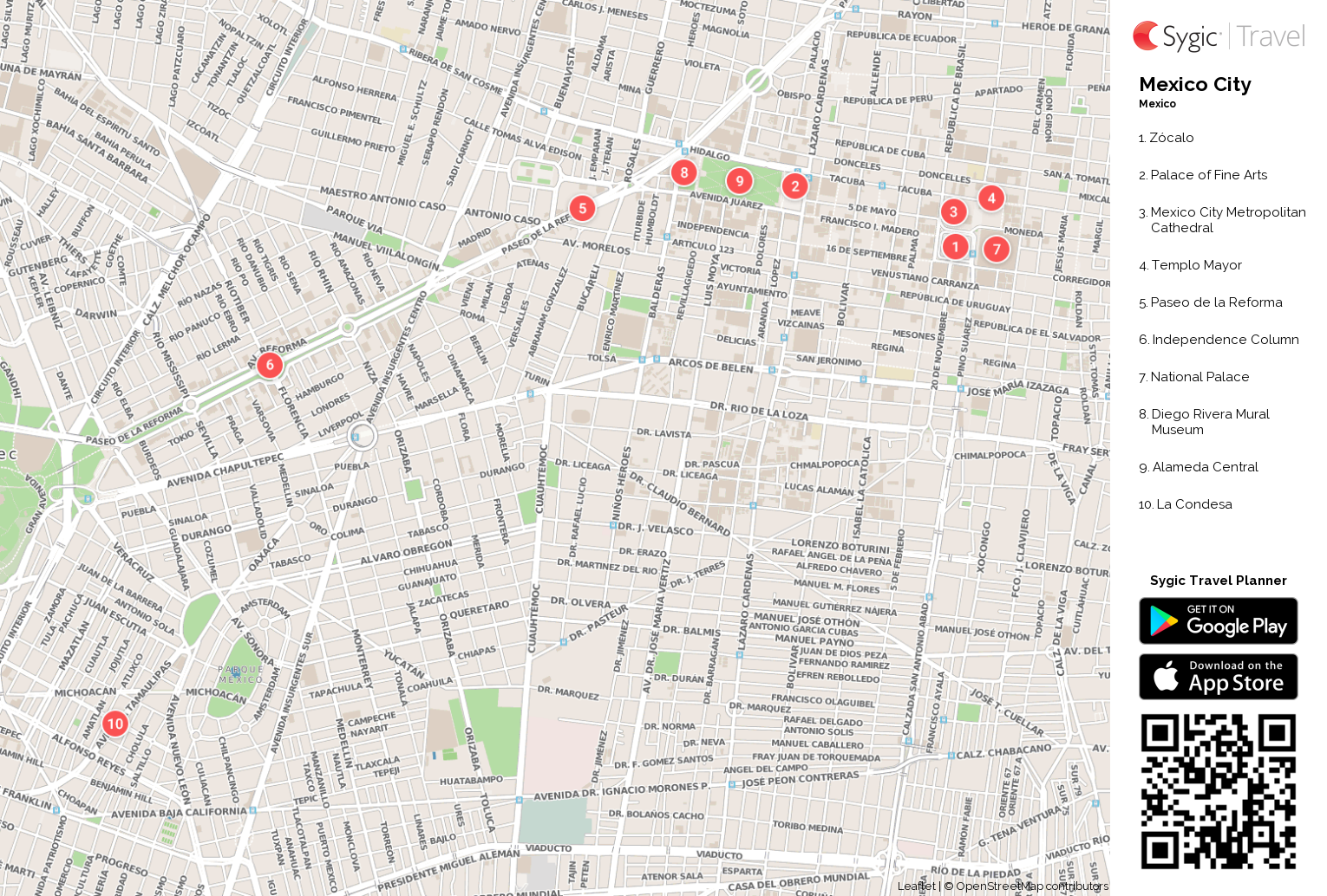 Mexico City Printable Tourist Map Tripomatic