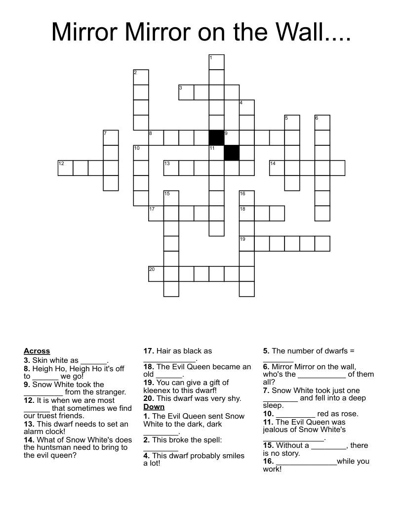Mirror Mirror On The Wall Crossword WordMint