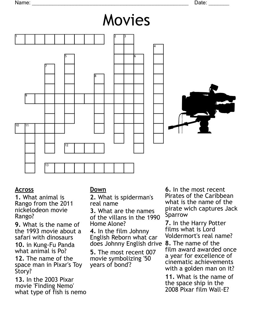 Free Printable Blockbuster Crossword Puzzles
