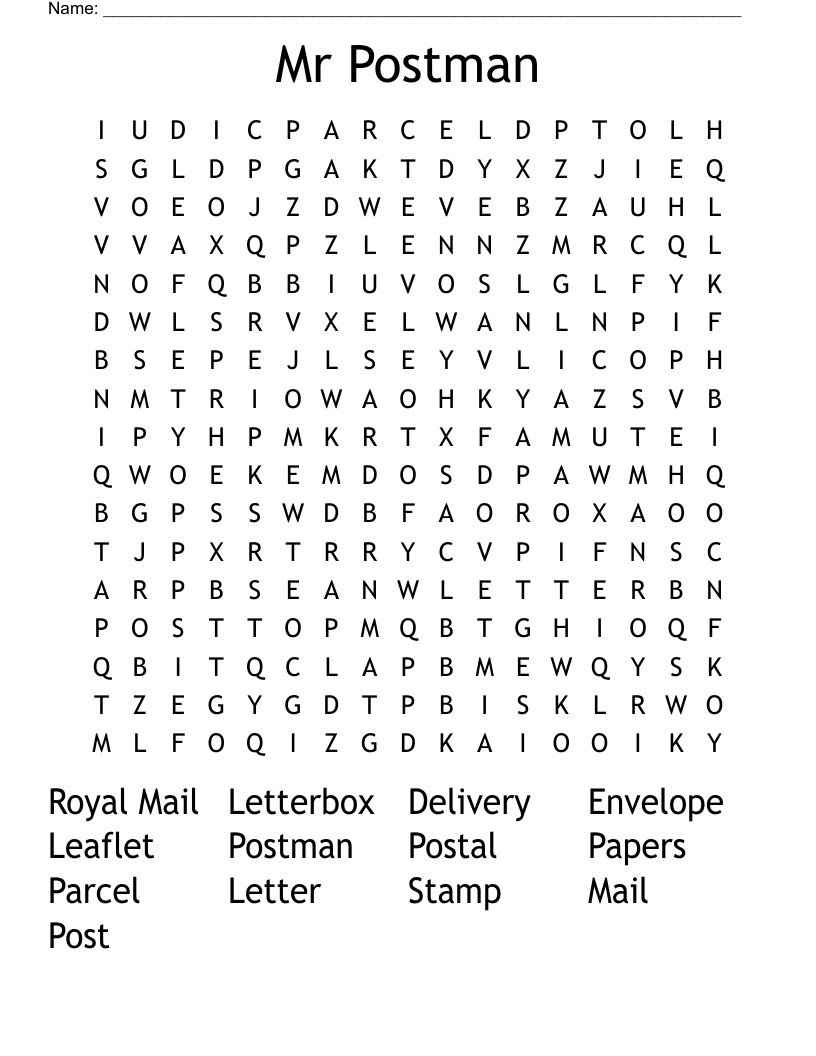 Mr Postman Word Search WordMint