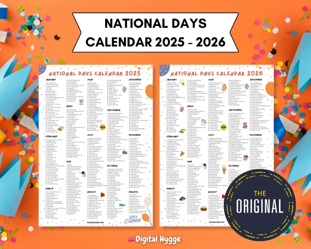 National Day Calendar 2026 Printable Free Pdf