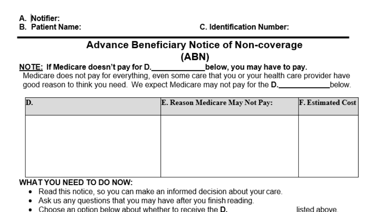 Abn Form Cms R 131 Downloadable Form
