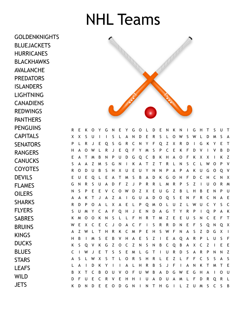 Hockey Word Search Printable