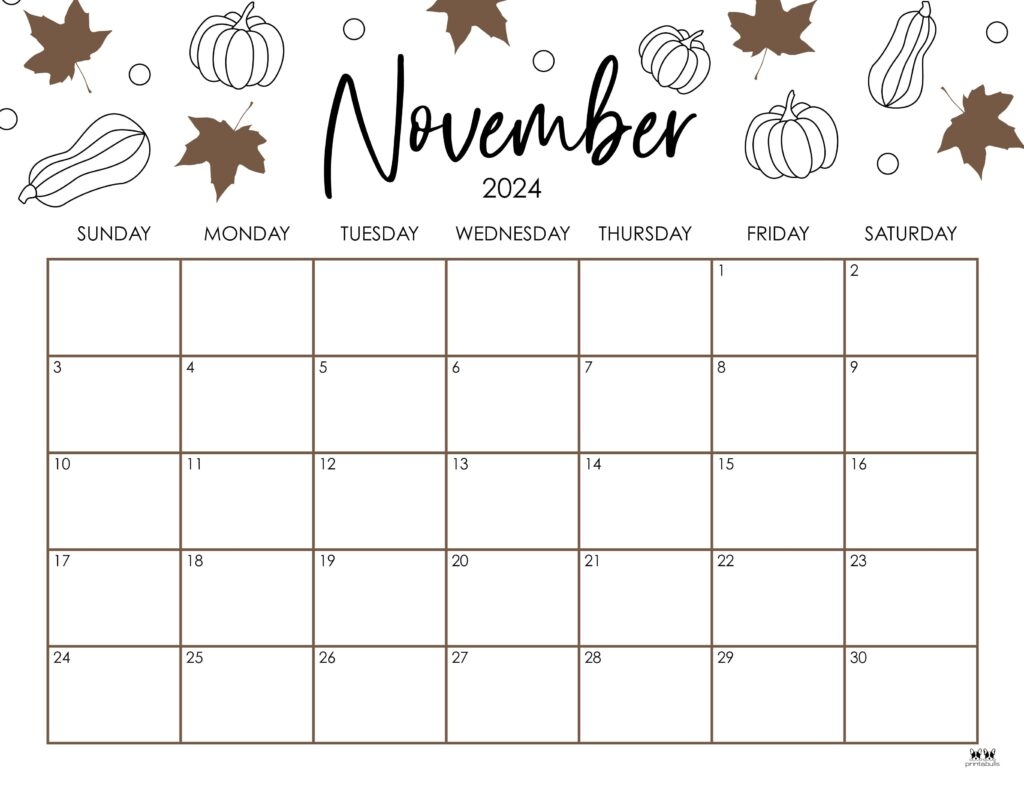November Calendars Printable