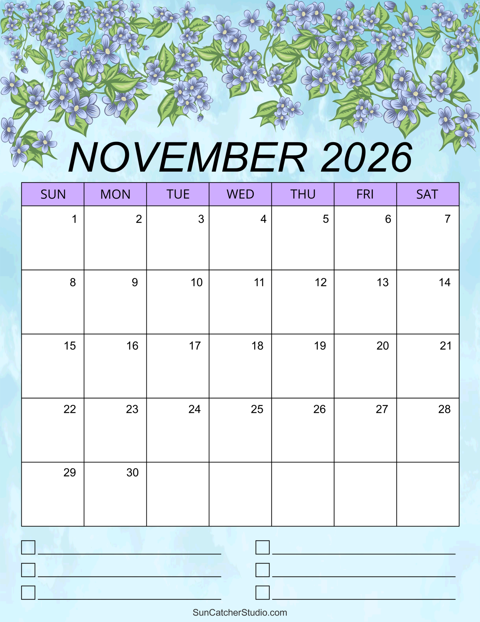 Cute Printable Calendars November 2026