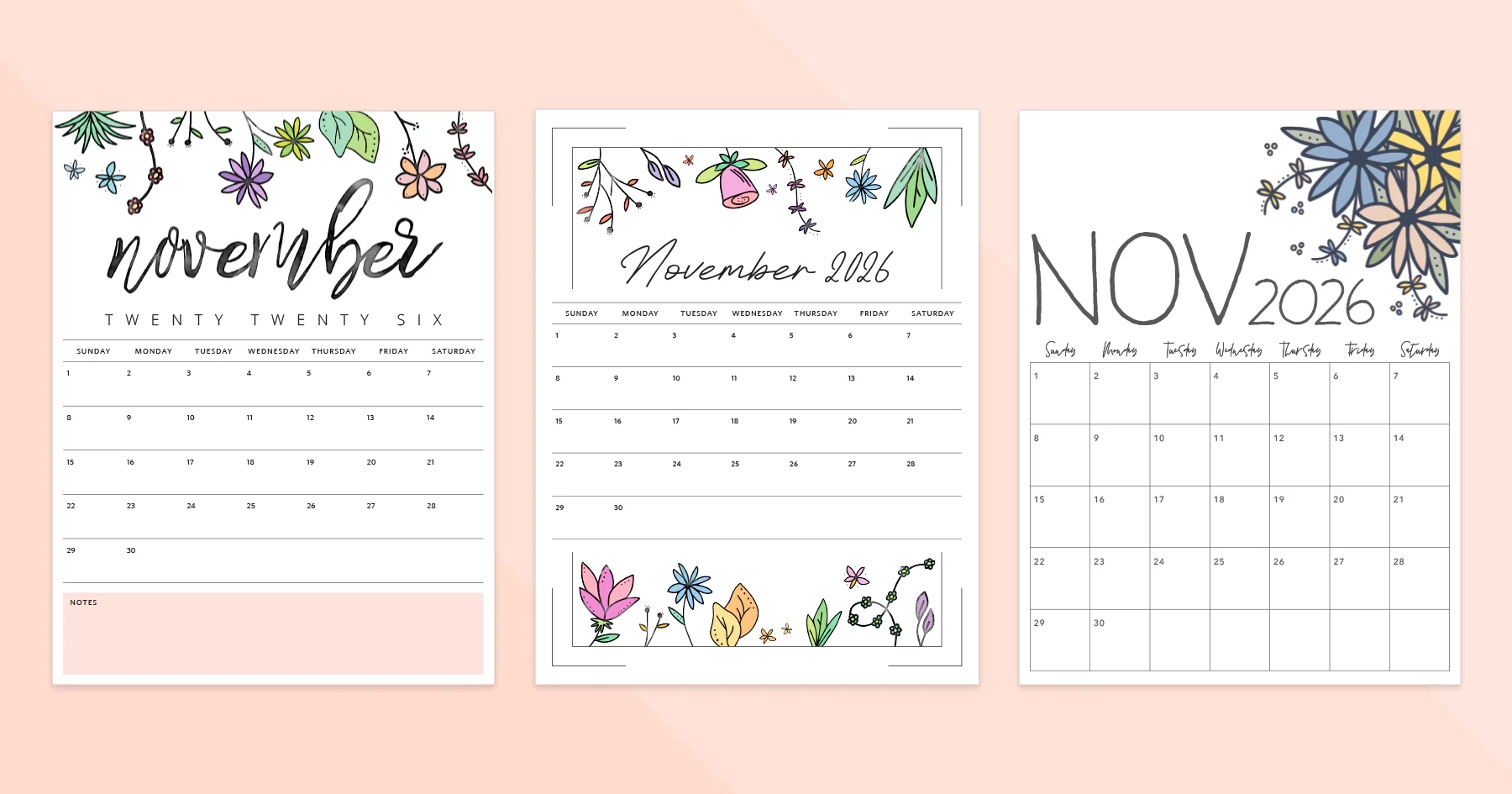 Printable Calendar November 2026 For Binder
