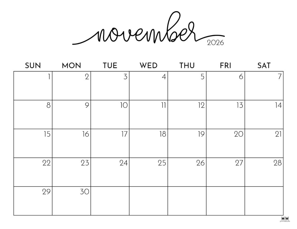 Printable Calendar 2026 November Pdf