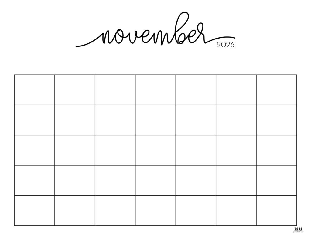 November Calendar 2026 Printable