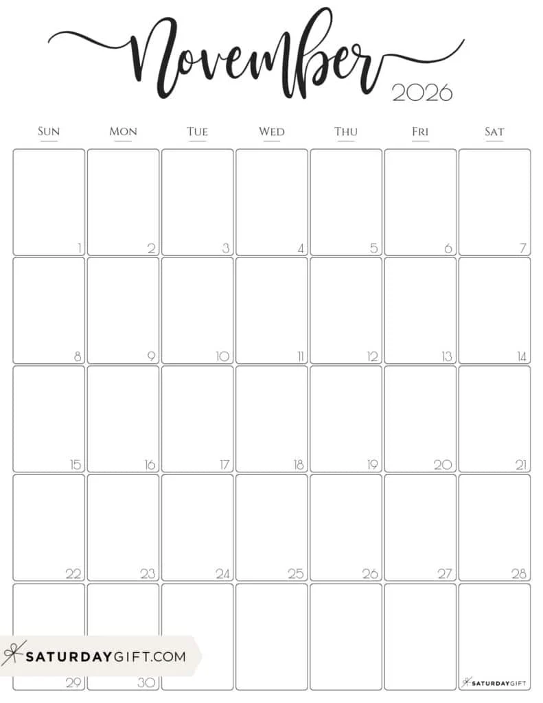 Free November Calendar Printabler