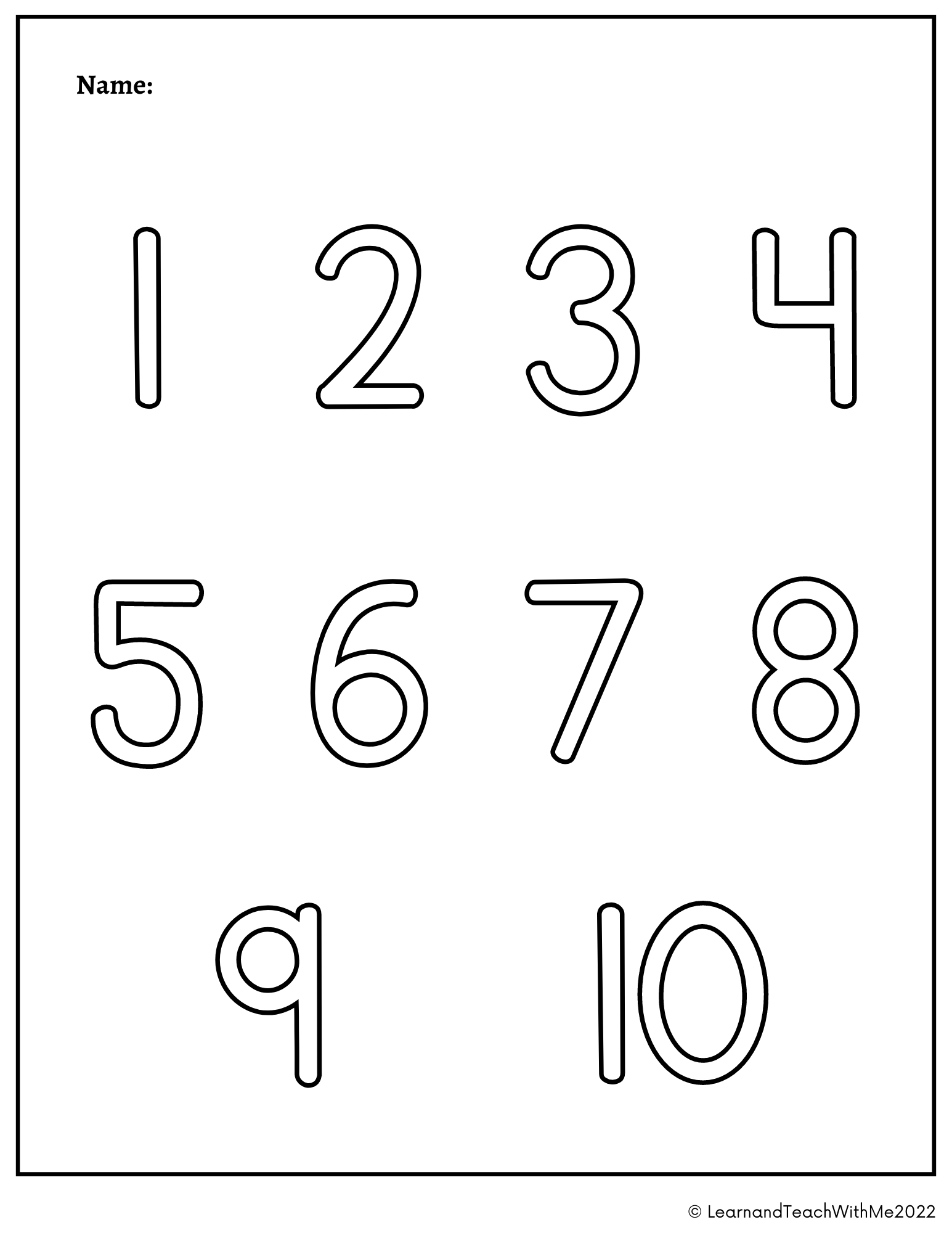 Printable Numbers 1 10 Worksheets