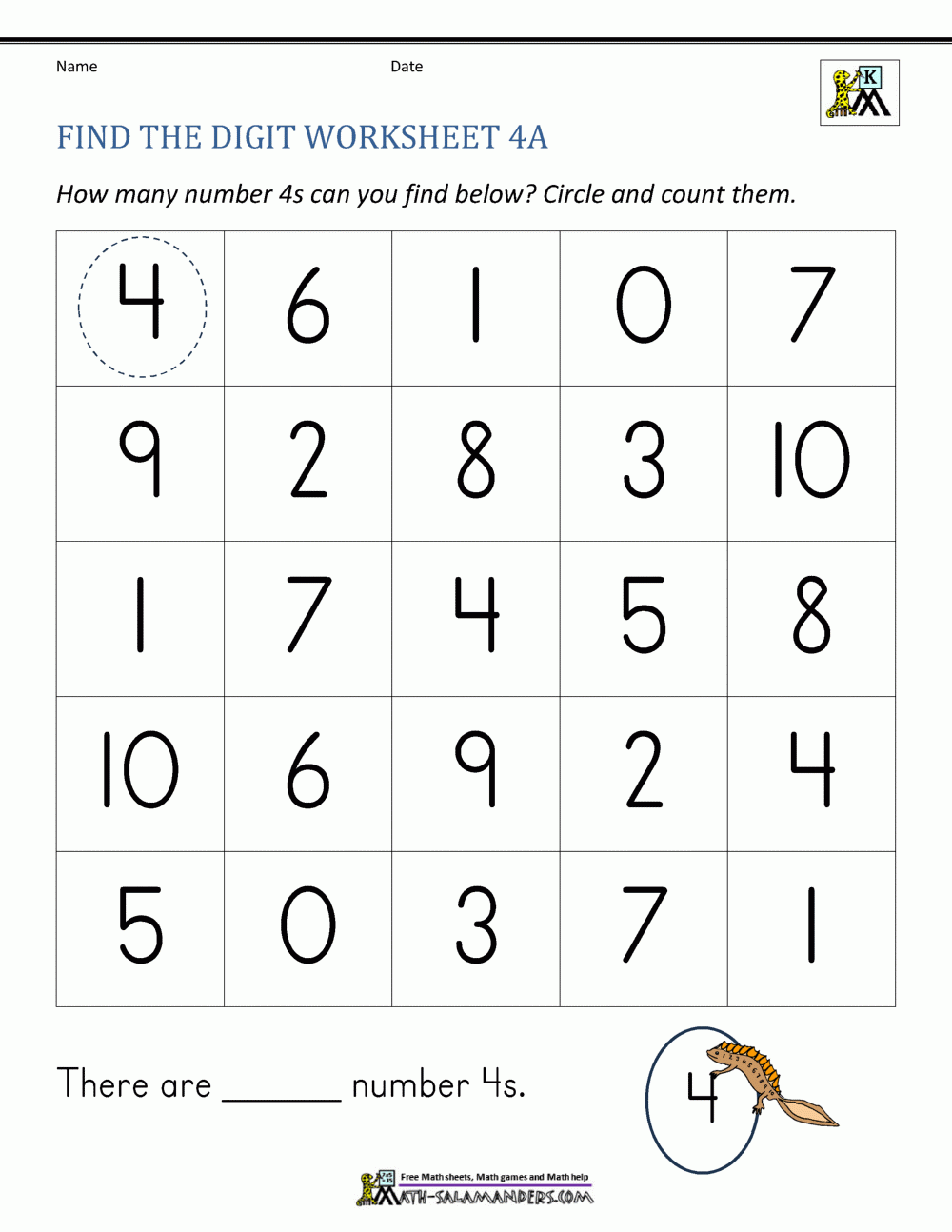 Number 4 Worksheets For Preschool