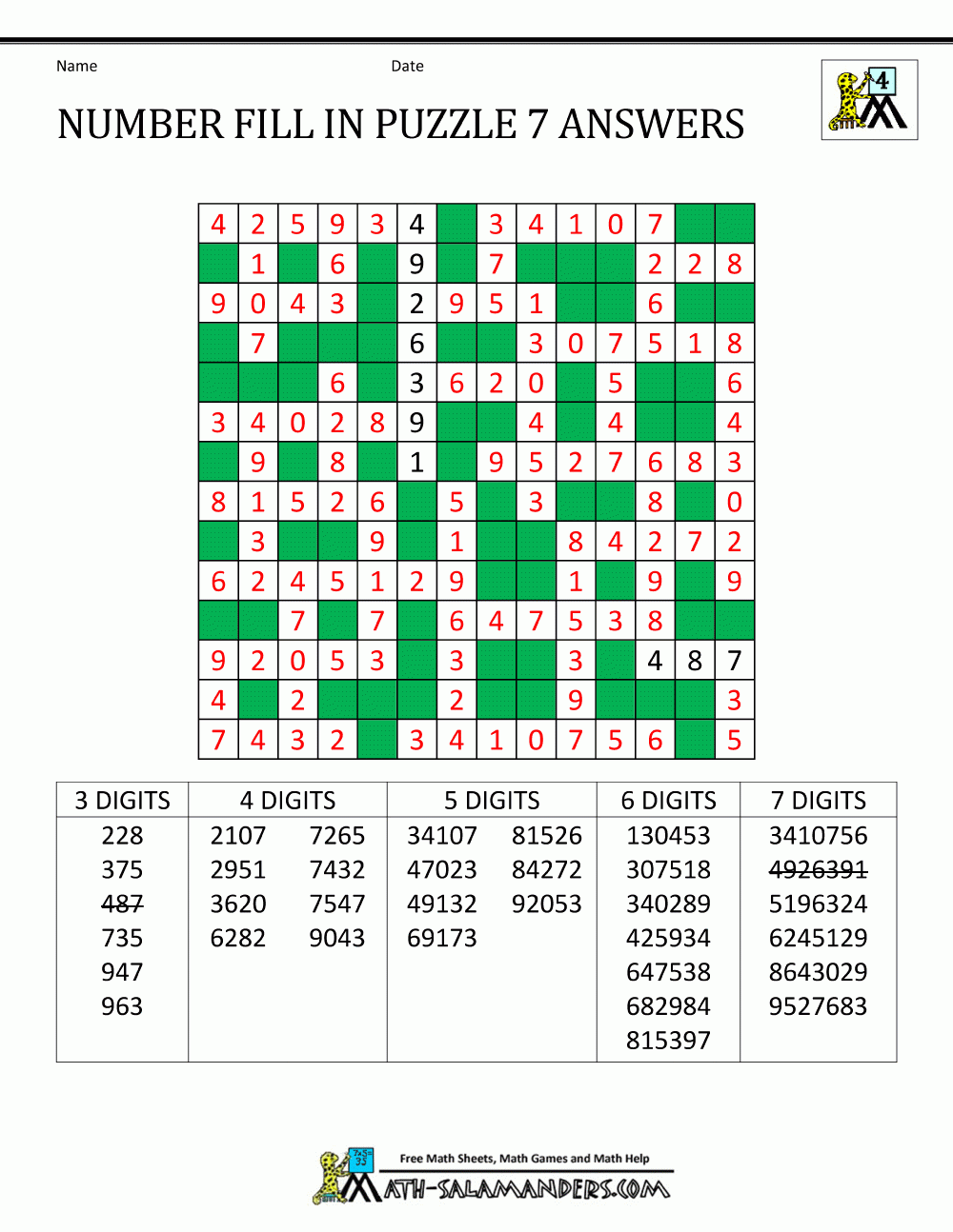 Puzzles Printable With Answers