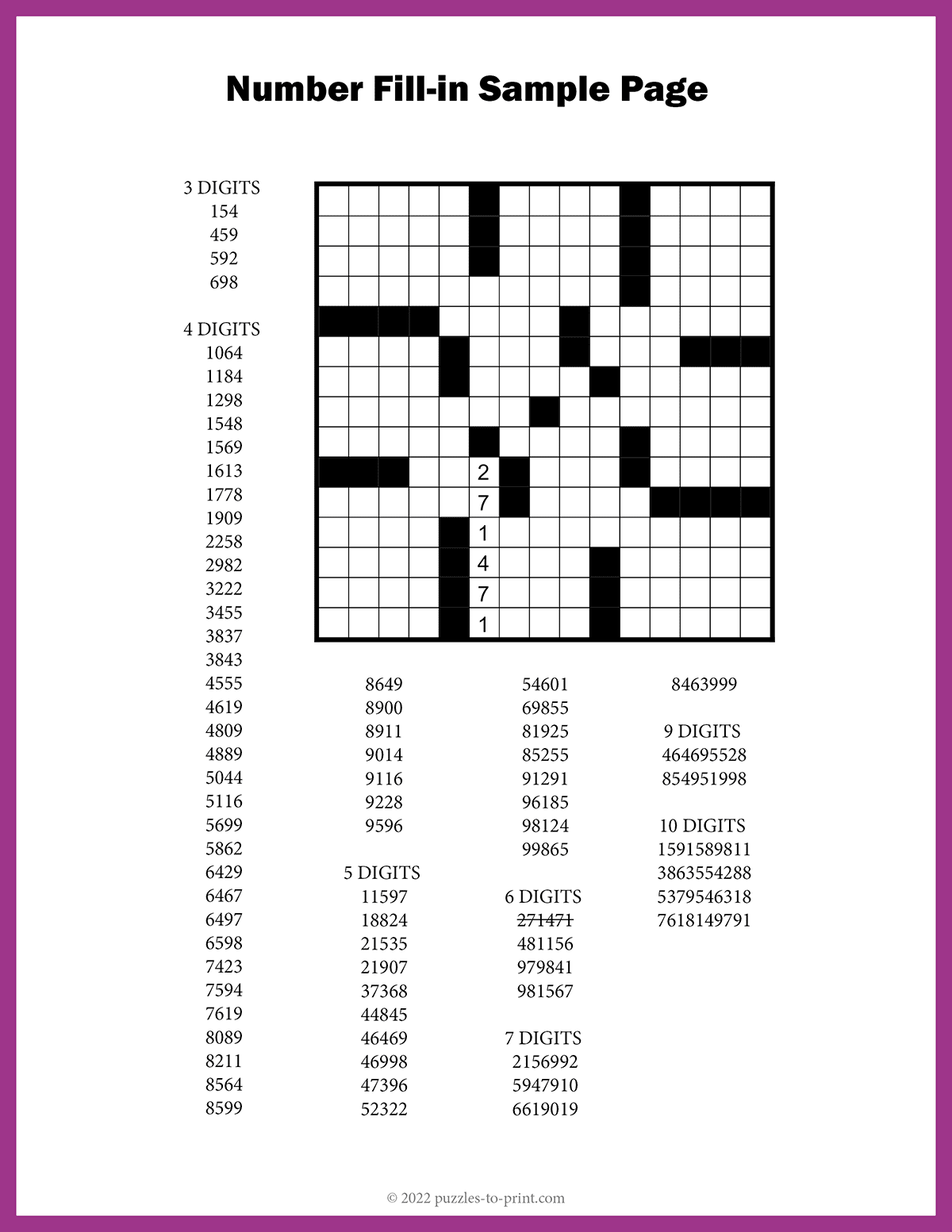 Number Crossword Puzzles Printable
