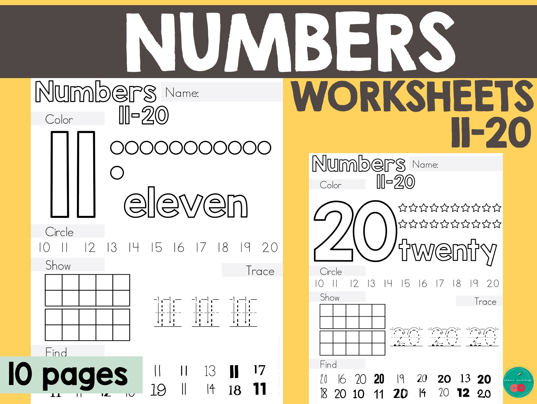 Printable Number Worksheets 11 20