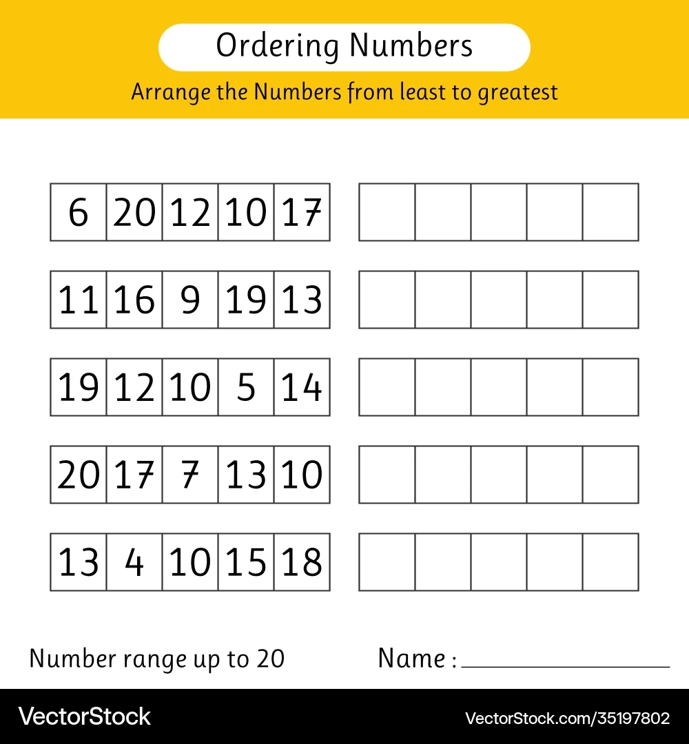 Numbers In Order Worksheet Printable