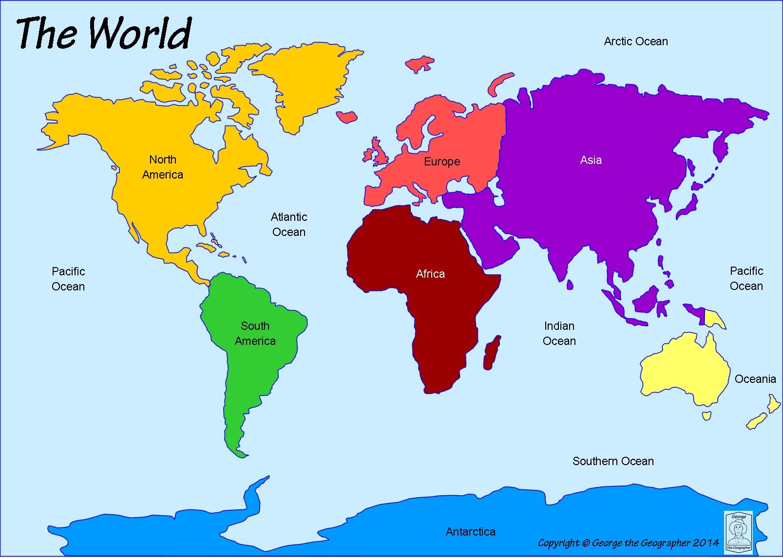 Printable Continents And Oceans Map