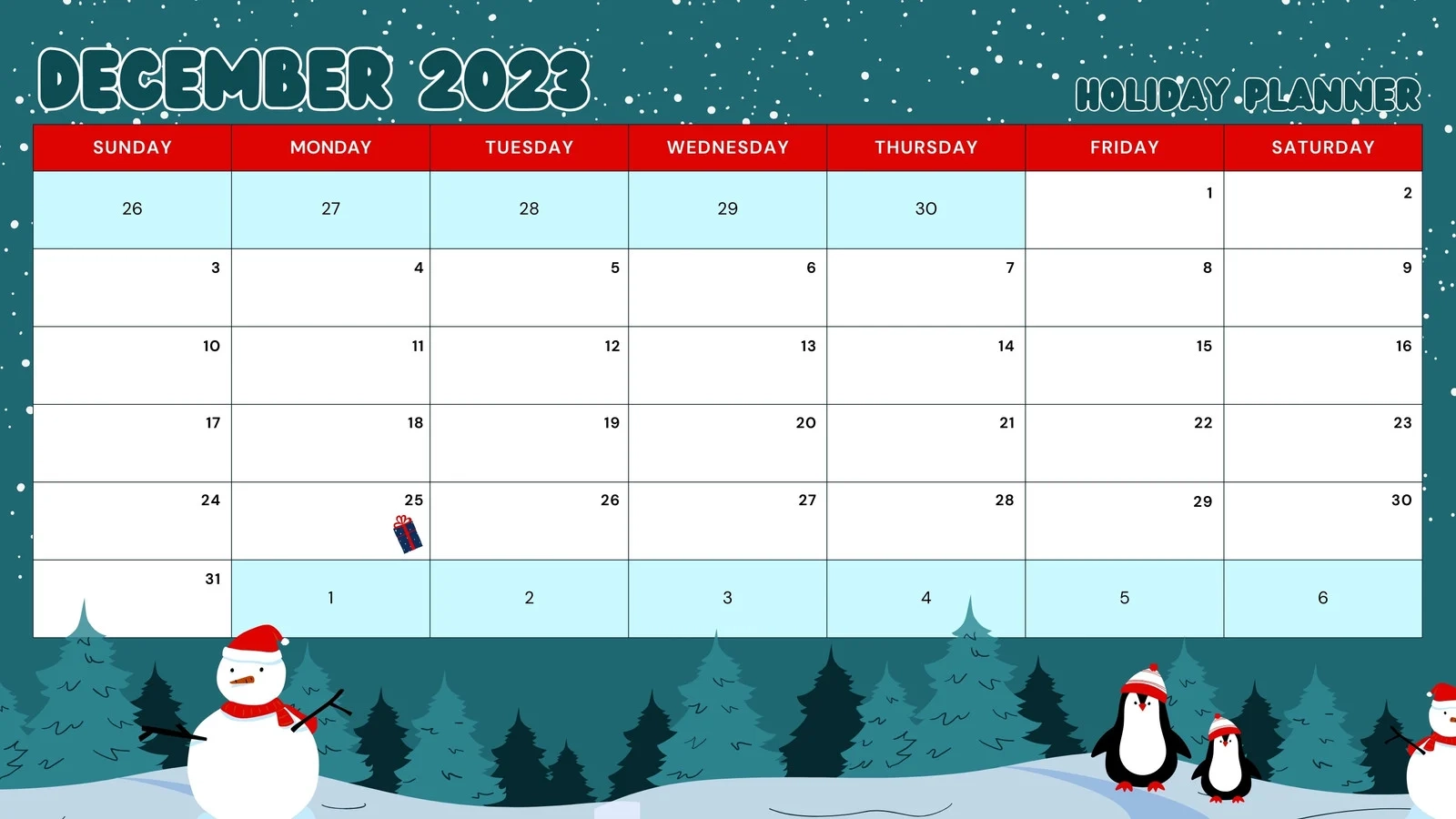 Page 2 Free Custom Printable Christmas Calendar Templates Canva