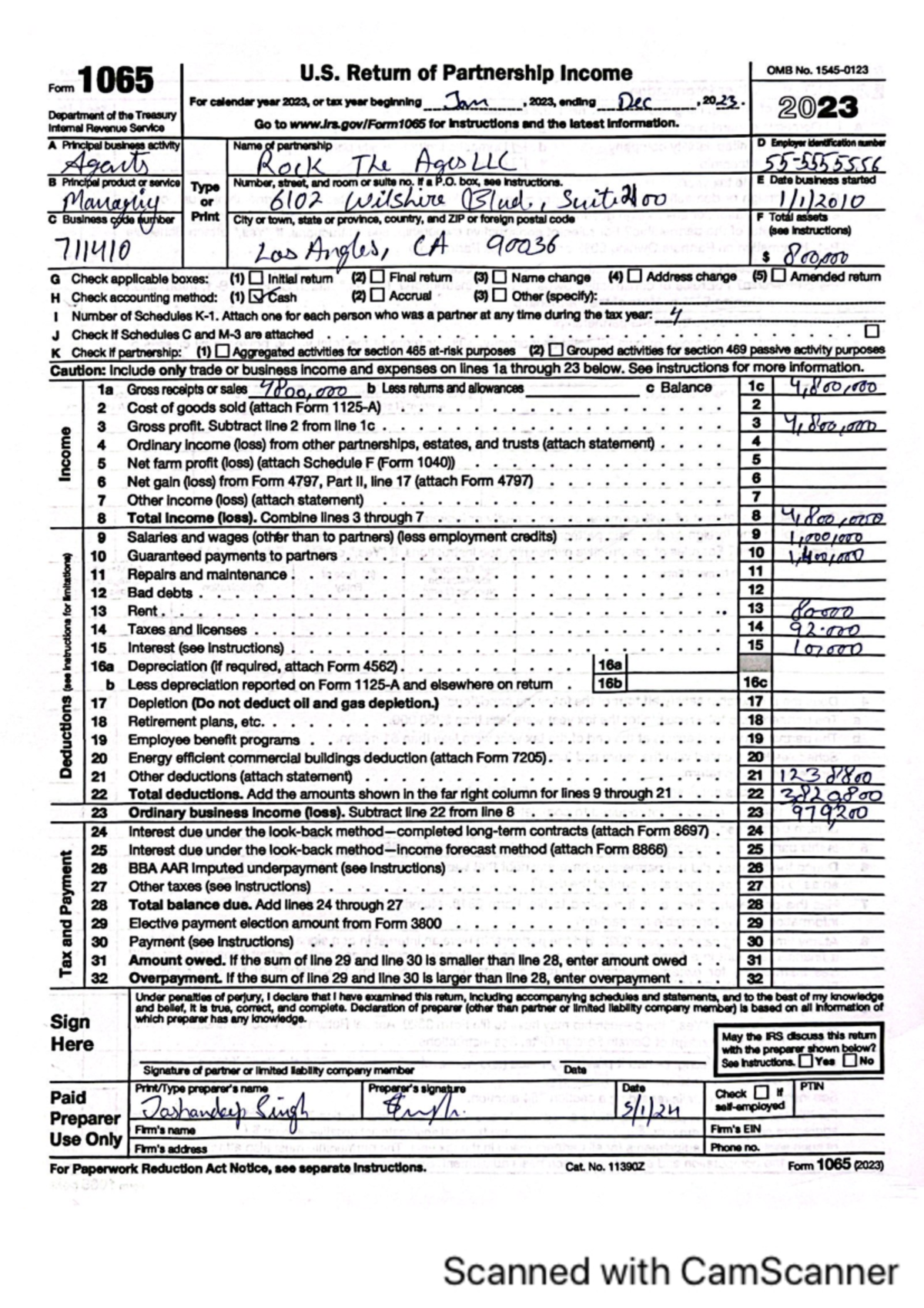 Partnership Income Tax Return Insights Form 1065 For 2023 Studocu
