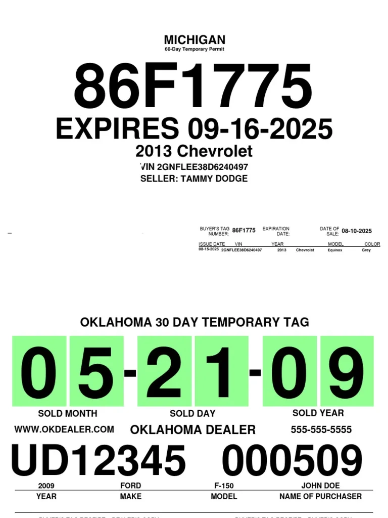 Pdf Blank Printable Temporary License Plate Template