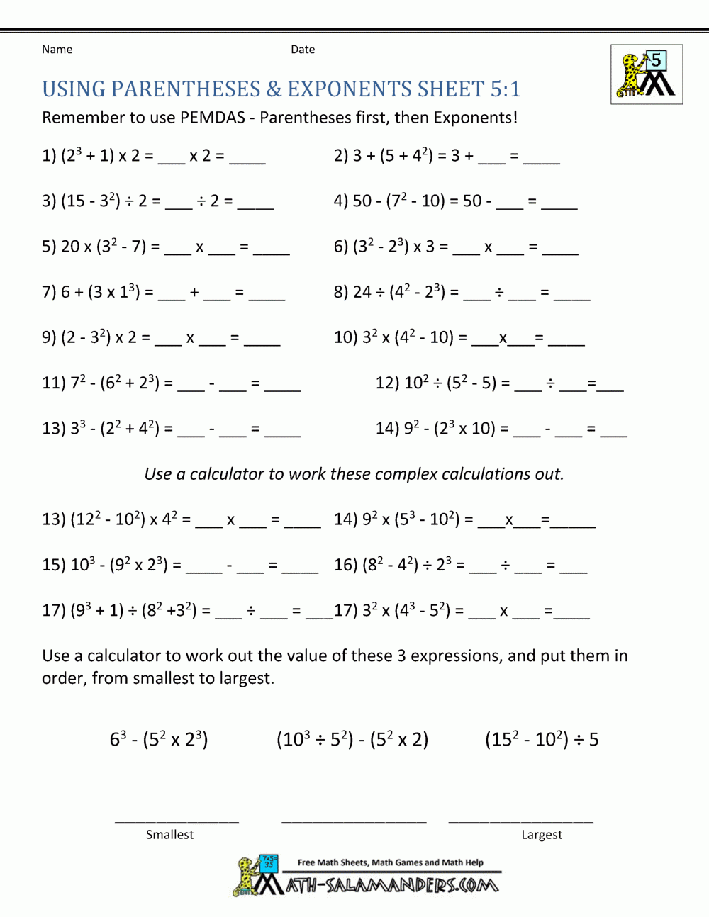 Printable Math Worksheets 5th Grade