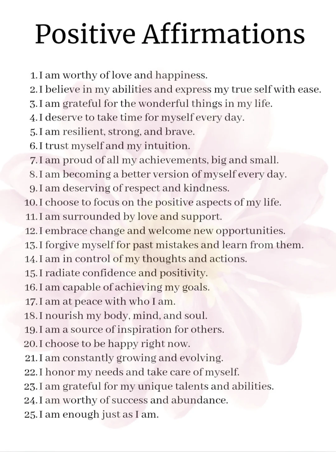 Positive Affirmations Print Motivational Quotes PDF Etsy Israel