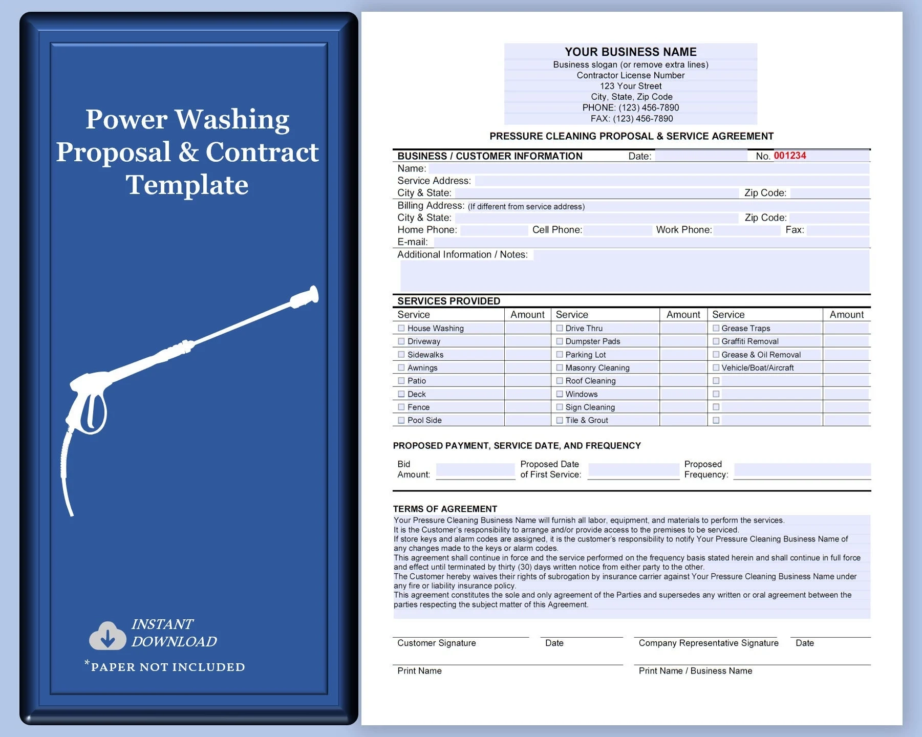 Pressure Washing Proposal amp Service Agreement Power Washing 