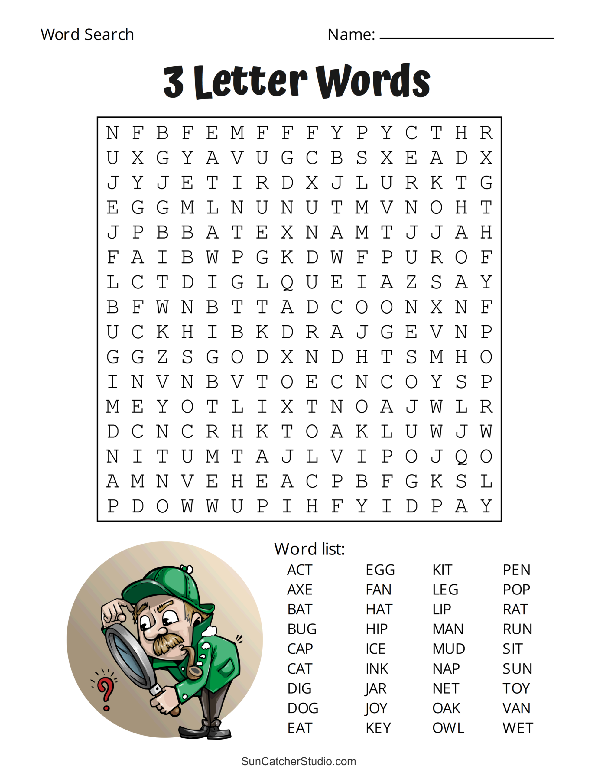 Printable 3 Letter Word Search Puzzles Word Find Free 