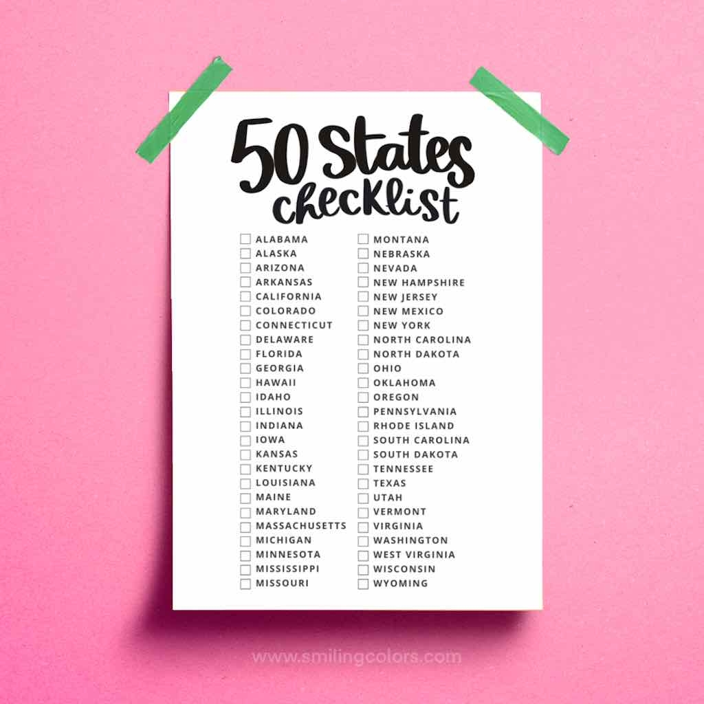 Free Printable 50 States