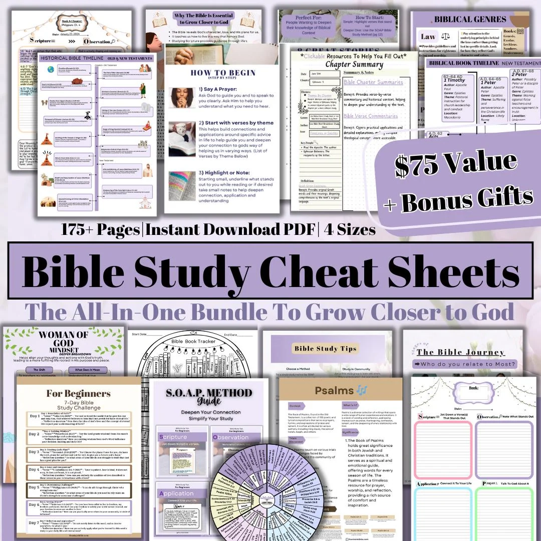 Printable And Digital Bible Study Cheat Sheets Book Summaries 