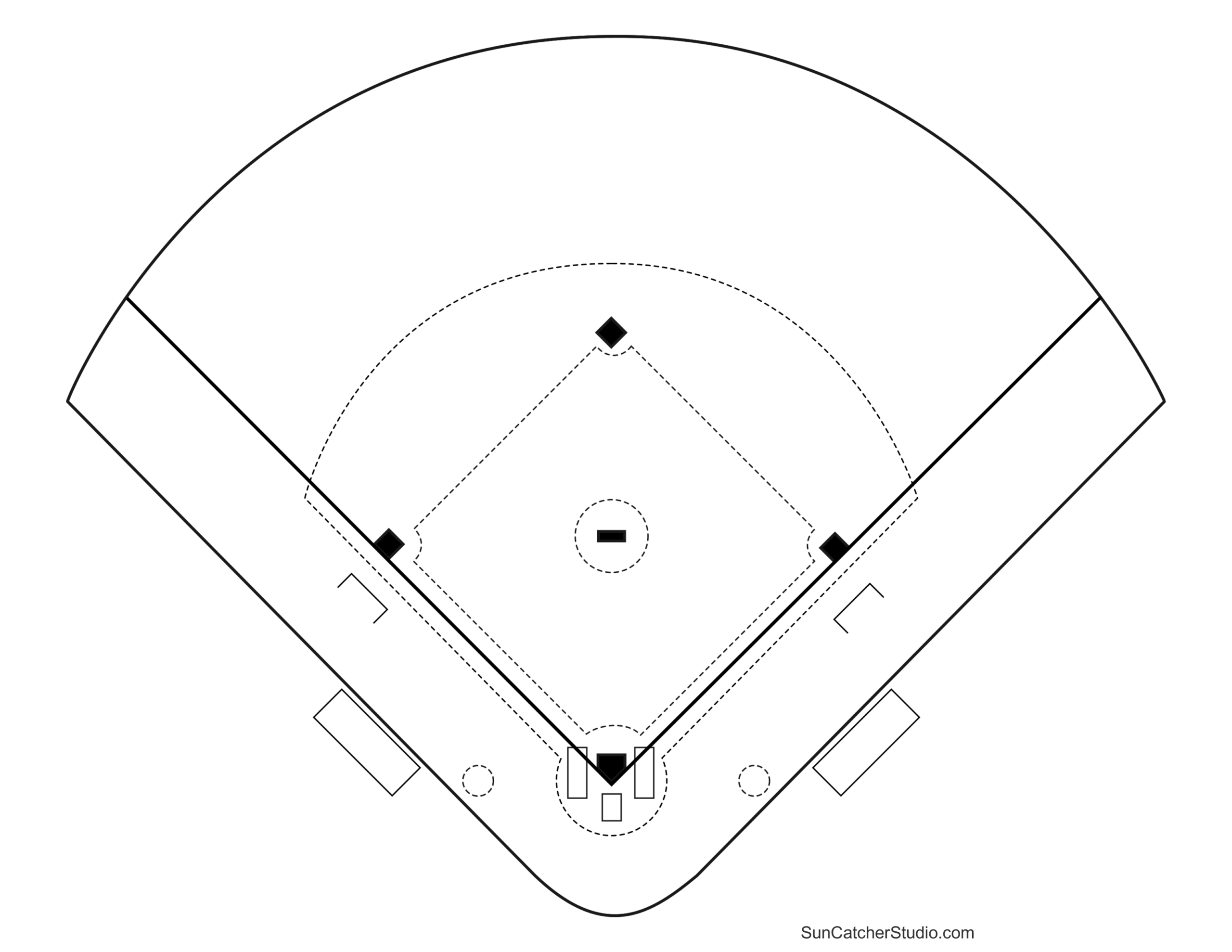 Printable Baseball Field Diagram Softball Diamond Templates 
