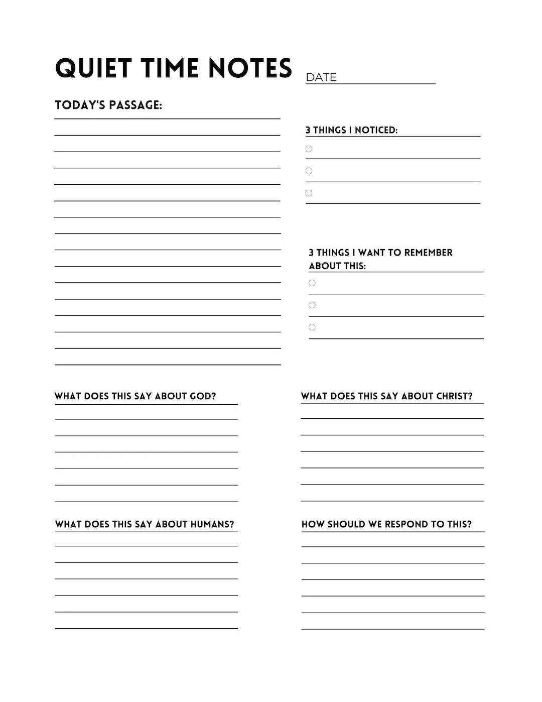Printable Bible Study Note Template Etsy UK