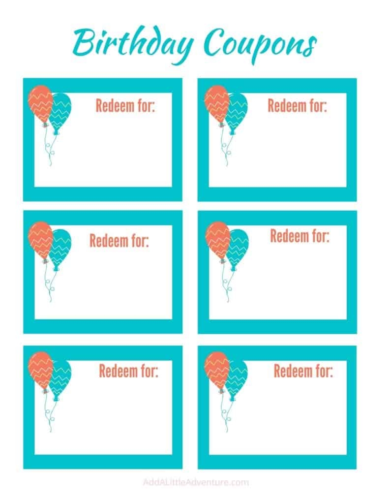 Printable Birthday Coupons A DIY Birthday Gift Idea