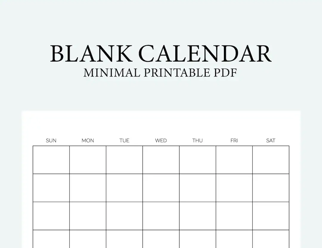 Minimal Blank Calendar Printable